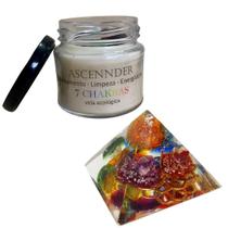 Kit 7 Chakras Vela Aromática 100g e Pirâmide Orgonite 4cm