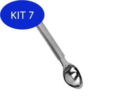 Kit 7 Colher Concha Sorvete Aço Inox Bola Boleador Pegador 19,5 Cm