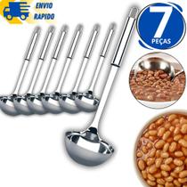 Kit 7 Concha 100% Inox Para Feijão Sopas Caldos Utensilio De Cozinha Inox Linha Premium