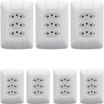 Kit 7 Conjunto 3 Tomadas 2P+T 4x2 10A 250 V Aria Branco Kit 7 Conjunto 3 Tomadas 2P+T 4x2 10A 250 V Aria Branco