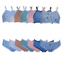 Kit 7 Conjunto Calcinha e Sutiã Infantil Algodão