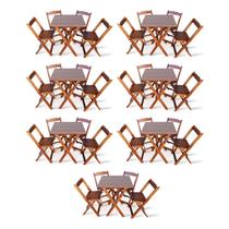 Kit 7 Conjunto com Jogo de Mesa 60x60 com 4 Cadeiras Dobráveis - Imbúia