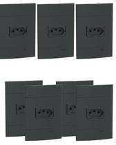 Kit 7 conjunto de tomada 10a grafite up schneider