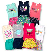 Kit 7 Conjunto Infantil Feminino Roupa de Verão Menina