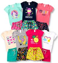 Kit 7 Conjunto Infantil Feminino Roupa de Verão Menina