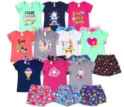 Kit 7 Conjunto Infantil Feminino Roupa de Verão Menina