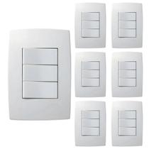 Kit 7 Conjunto Interruptor 3 Teclas Simples Pial Plus