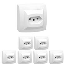 Kit 7 Conjunto Tomada 2p+t 10a 250v Sistema X Branco Pial