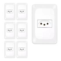 Kit 7 Conjunto Tomada 2P+T Branco pop 10a 250v 4x2 pial legrand LGX030 com placa e suporte
