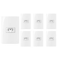 Kit 7 conjunto tomada horizontal 4x2 10a 2p+t 250v com placa margirus sleek branco Kit 7 conjunto tomada horizontal 4x2 10a 2p+t 250v com placa margirus sleek branco