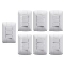 Kit 7 conjuntor interruptor paralelo 3 teclas 6a 250v tramontina aria branco com placa
