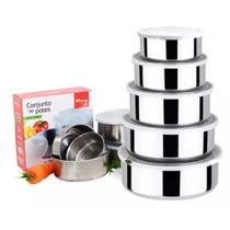 Kit 7 Conjuntos de Potes Inox c/ tampa 5 Peças cada CJ Kit 7 Conjuntos de Potes Inox c/ tampa 5 Peças cada CJ