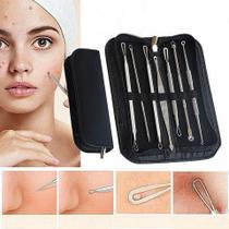 Kit 7 Curetas Remove Cravos Espinhas Aço Inoxidável+ Estojo