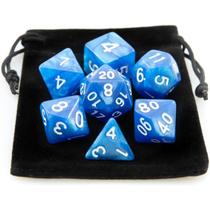 Kit 7 Dados RPG de Mesa Conjunto Azul Perolado