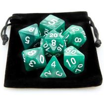 Kit 7 Dados RPG de Mesa Conjunto Verde Perolado