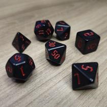 Kit 7 dados rpg de mesa papel preto d4 d6 d8 d10 d12 d20 d100 d% compativel d&d tormenta Kit 7 dados rpg de mesa papel preto d4 d6 d8 d10 d12 d20 d100 d% compativel d&d tormenta