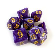 Kit 7 Dados Rpg Perolado Central Dice Roxo e Dourado Kit 7 Dados Rpg Perolado Central Dice Roxo e Dourado