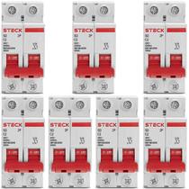 Kit 7 Disjuntor Steck 50A Curva C SDD62C50 2 polos 3ka Kit 7 Disjuntor Steck 50A Curva C SDD62C50 2 polos 3ka