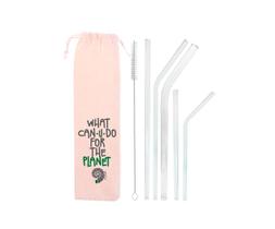 Kit 7 em 1:5 canudos de vidro + escova + ecobag Kit 7 em 1:5 canudos de vidro + escova + ecobag