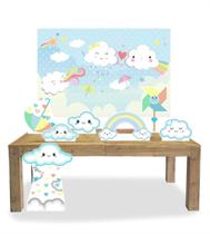 Kit 7 Enfeites Display Festa Chuva de Benção com Painel Kit 7 Enfeites Display Festa Chuva de Benção com Painel