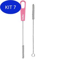 Kit 7 Escova De Limpeza Para Canudo Rosa Buba