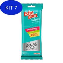 Kit 7 Esfrebom Wipes Pano Umedecido Desinfetante Lima Pack