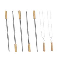Kit 7 Espetos Simples e duplo Inox c/ Cabo churrasco carnes Kit 7 Espetos Simples e duplo Inox c/ Cabo churrasco carnes
