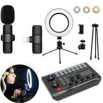 Kit 7 - Estúdio Caseiro para Criador de Conteúdo - Microfone Sem Fio + Ring Light e Mixer de Áudio Kit 7 - Estúdio Caseiro para Criador de Conteúdo - Microfone Sem Fio + Ring Light e Mixer de Áudio