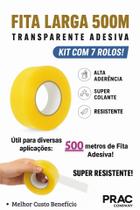 Kit 7 Fita Adesiva 500m Transparente Super Resistente Durex Kit 7 Fita Adesiva 500m Transparente Super Resistente Durex