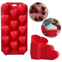 Kit 7 Forminhas de Silicone em Coracao para Cupcake / Muffin / Bombom / Trufas Mor