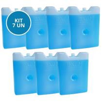 Kit 7 Gelo Rígido Gel 600ml Placa Artificial Reutilizável Bloco Transporte Alimentos Bebidas Isopor Caixa Térmica Cooler Lancheira Marmita