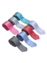 Kit 7 Gravatas 3D Slim Quadriculadas Cores Variadas QiLin