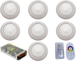 Kit 7 Hiper Led 15W Inox316 RGB + Fonte 10A + Controle Touch