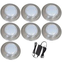 Kit 7 Hiper Led 6W Luz Azul Inox 316L E Fonte 5A