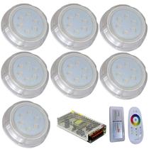 Kit 7 Hiper LED Piscina 9W RGB Policarbonato Controle Fonte
