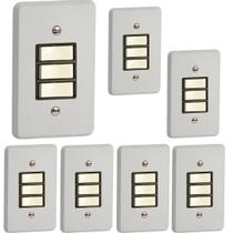 Kit 7 Interruptor Simples Horizontal 10a/250v Cinza Pial Kit 7 Interruptor Simples Horizontal 10a/250v Cinza Pial