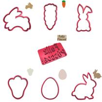 Kit 7 itens Feliz Páscoa Coelho Cruz Cenoura Ovo Pata