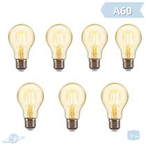 Kit 7 Lâmpadas Filamento Led Retro Vintage A60