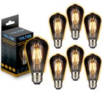 Kit 7 Lâmpadas Filamento Retrô Vintage Led Fumê St64 4w Volter