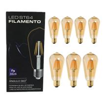 Kit 7 Lâmpadas Led Filamento ST64 4W 2200K Retrô Vintage Delis