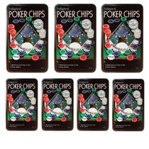 Kit 7 Latas Poker Chips Com 100 Fichas + 1 Ficha Dealer Cada
