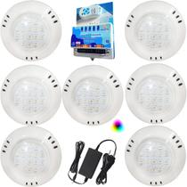 Kit 7 Led 9w Abs RGB Brustec + Comando Smd Brustec + Fonte