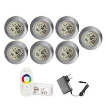 KIT 7 LED 9W RGB + CENTRAL E FONTE 12v P/ ILUMINAÇÃO PISCINA