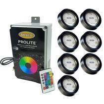 Kit 7 Led Piscina JWAY20 9W Rgb + Controlador JMCW08 Jacuzzi