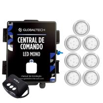 Kit 7 LED Piscina mono 9W Inox + Central de Comando Globaltech Kit 7 LED Piscina mono 9W Inox + Central de Comando Globaltech