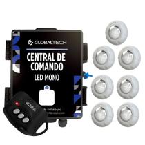 Kit 7 Led Piscina Monocromático 9W + Central + Controle - Luxpool