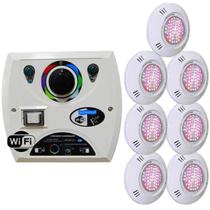 Kit 7 LED Piscina RGB Colorido SMD 9W + Central Wifi Sodramar.