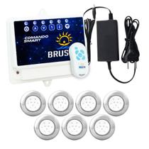 Kit 7 LED RGB Piscina 9W Inox + Central de Comando Wifi.