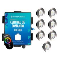 Kit 7 LED RGB SLIM 10W + Central de Comando Globaltech 120W