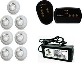 Kit 7 leds 9w luxpool + fonte 10a + controlador luxpool 72w